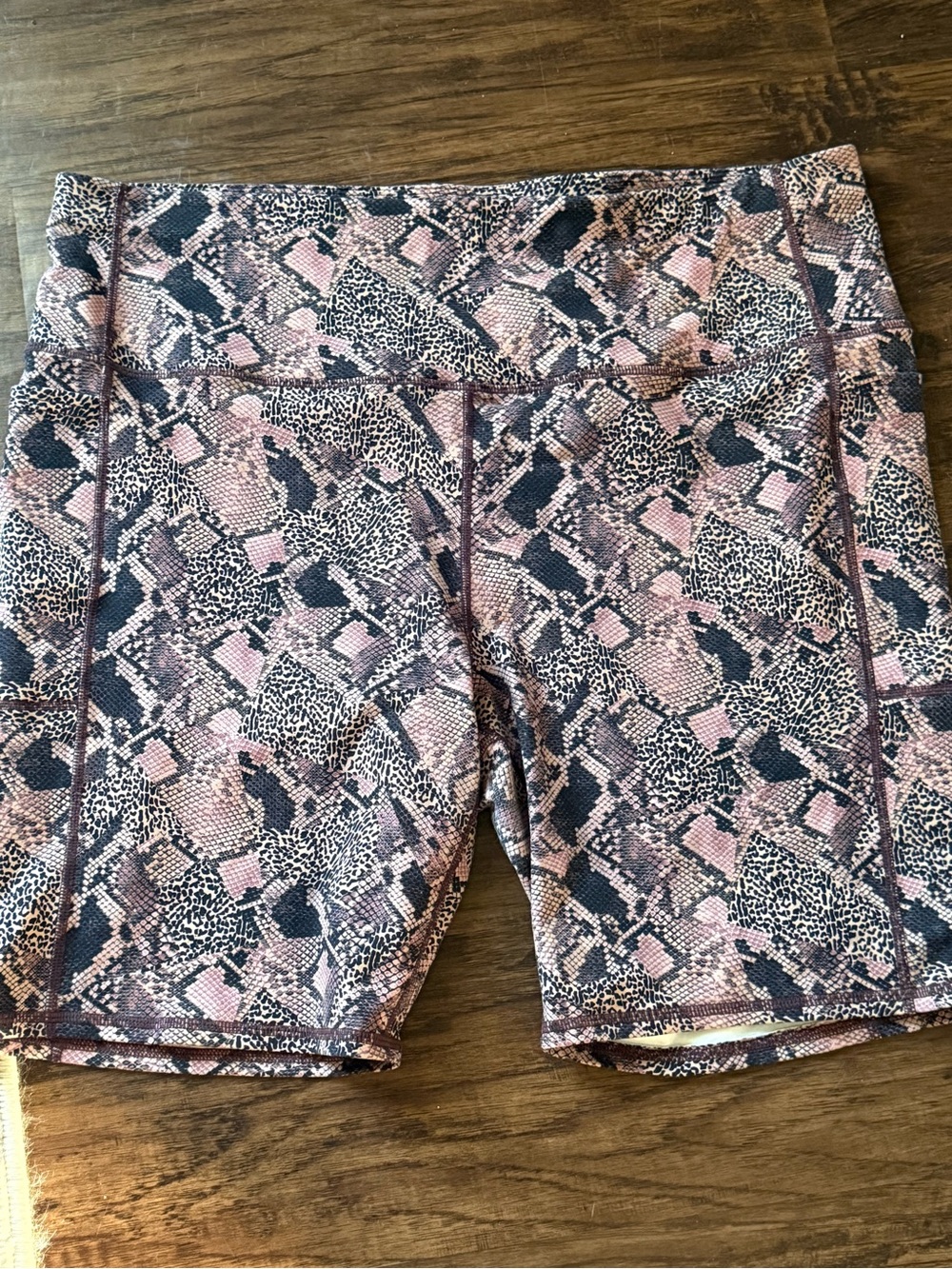 Skechers Pink and Black Snake-Print High-Rise Bike Shorts